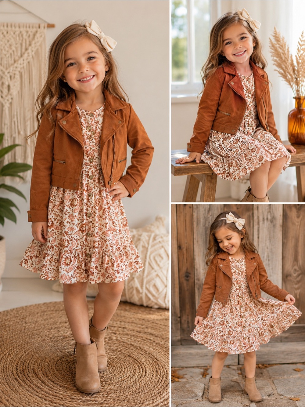 Nicole Miller Brown and Cream Kids Matching Set